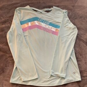 Athletic Works Kids Long Sleeve Tee - Mint with Pink and White Accents